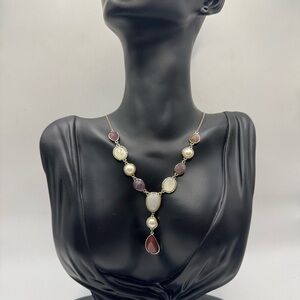 Ann Taylor Factory Elegant Pearl and Gem Necklace